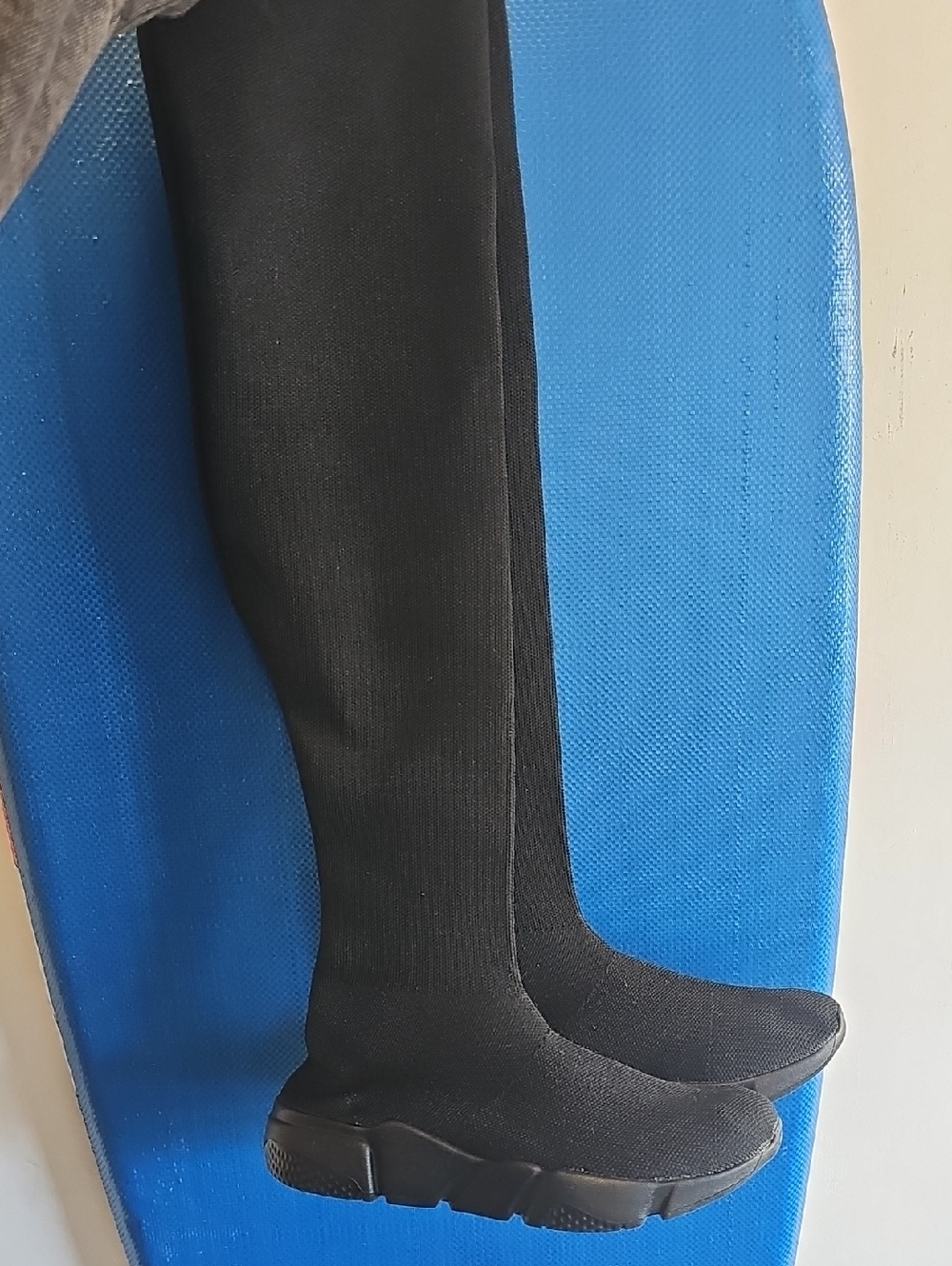 Black Knee-High Stretch Sock Boots